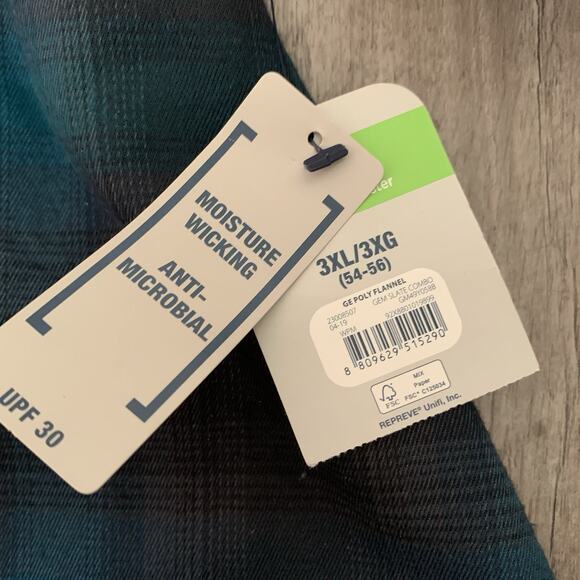 George Flannel Shirt Mens 3XL (54-56) Wicking UPF 30 Stretch Recycled Poly NEW - Picture 4 of 7